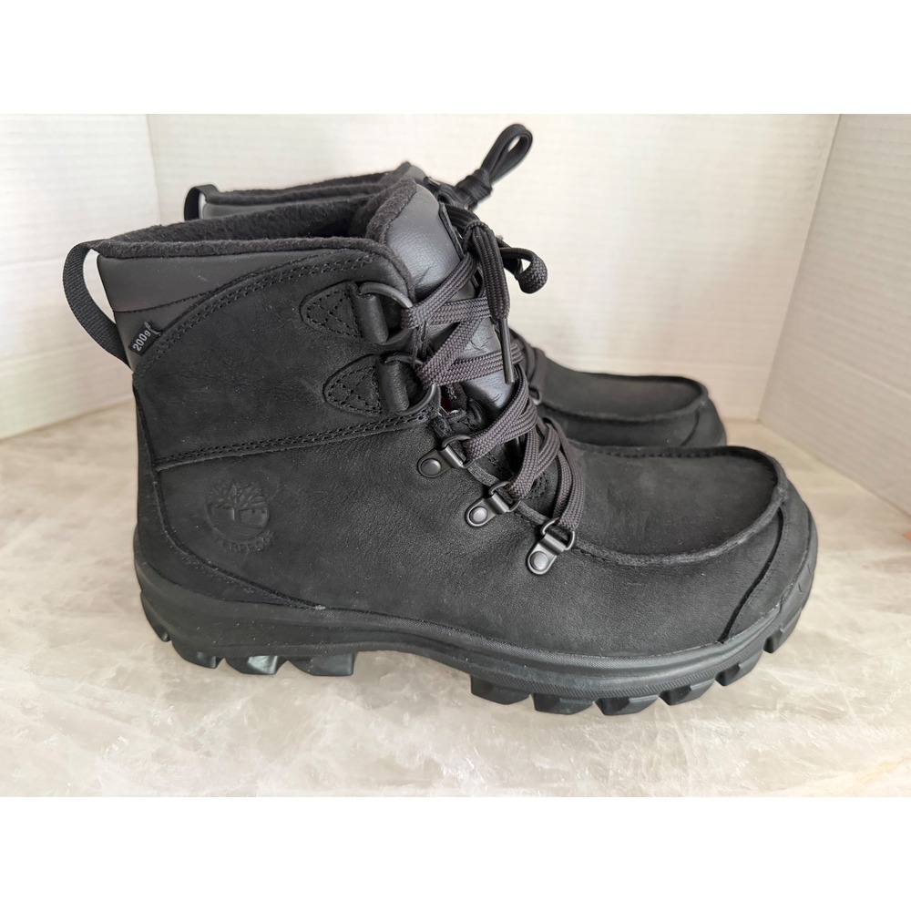 Timberland ChillBerg Waterproof Boots Mens 9 Black Primaloft Insulated Hiking - Picture 2 of 15
